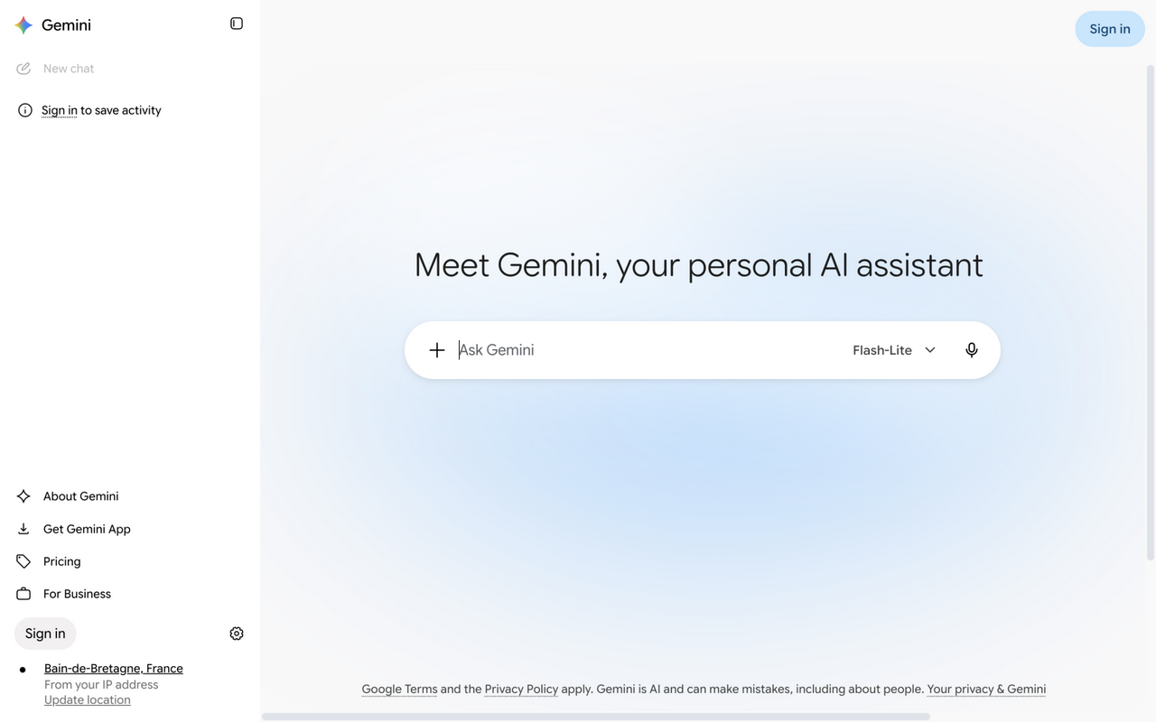 Capture d'écran de l'interface de Gemini (Nano Banana)